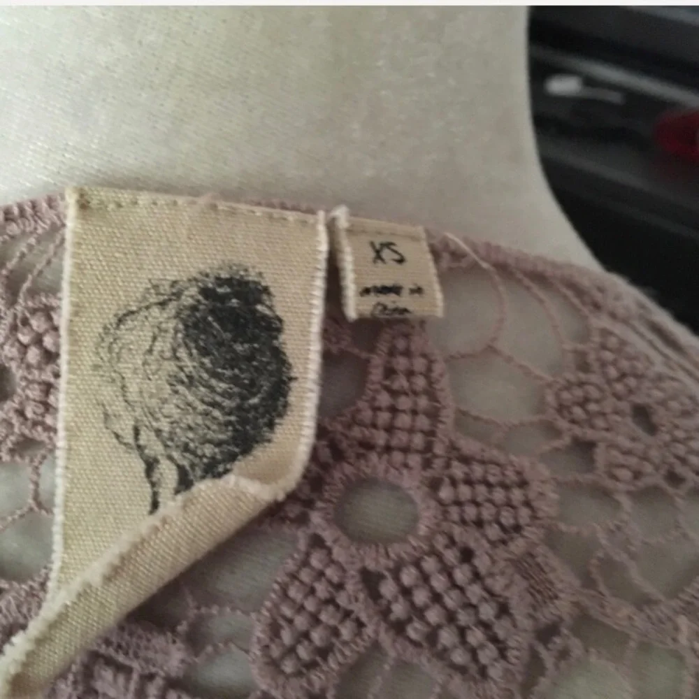 Others Follow Dusty Rose Tan Crochet Top Size XS